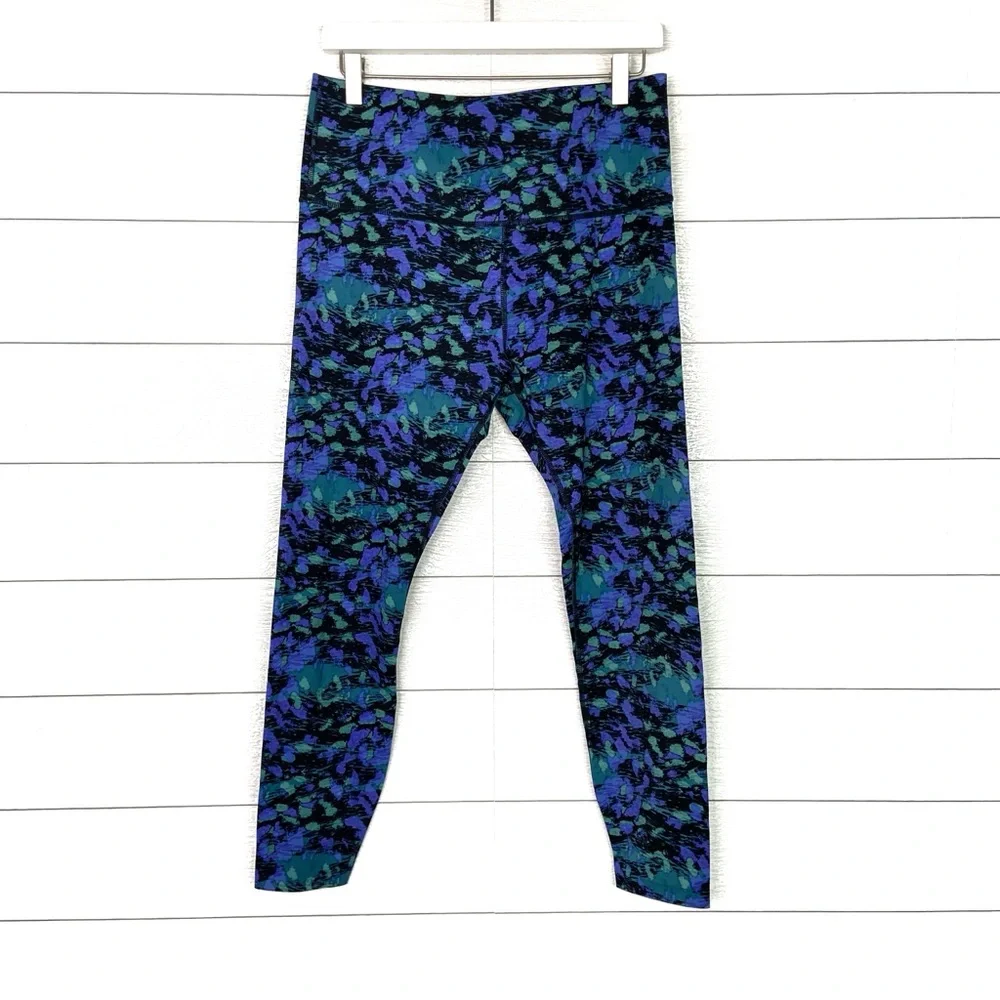KNIX HiTouch High Rise Legging Fitted Black Purple Green Print XL Workout Active - Picture 2 of 6